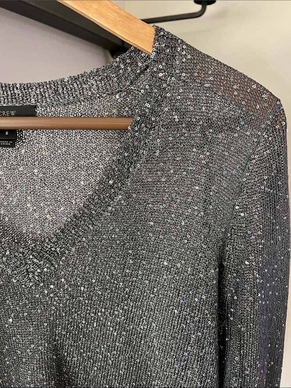 J. Crew V-Neck Sweater - Charcoal with Silver Sparkle